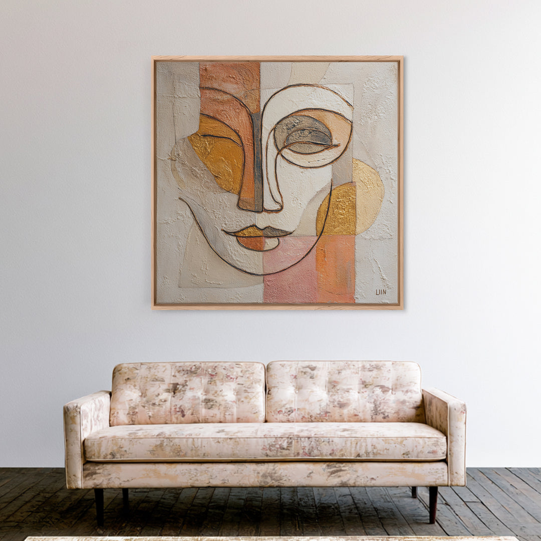 Continuous Line Female Face Canvas Print, Line Art, Art, Living Room Decor, Oil Painting, Line, Boho Wall Decor, Boho Decor, LIN-1x1-25