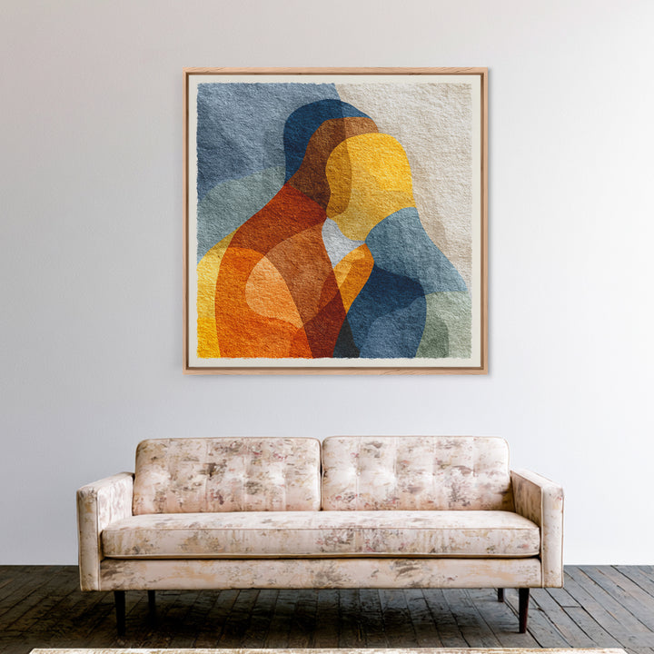 Single Line Couple Embracing Softly Canvas Print, Line Art, Neutral Decor, Living Room Decor, Abstract Art, Line, Wall Decor, LIN-1x1-26