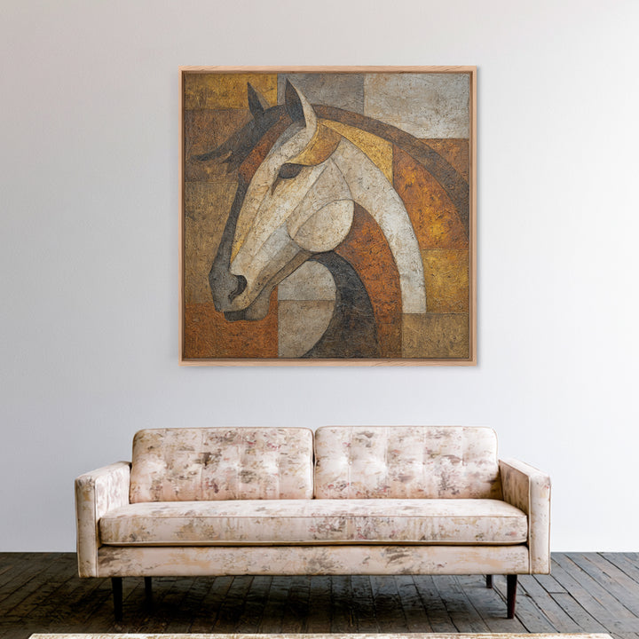 Abstract Horse Formed from Graceful Contour Framed Canvas Print, Line Art, Printable Wall Art, Living Room Decor, Line, LIN-1x1-28