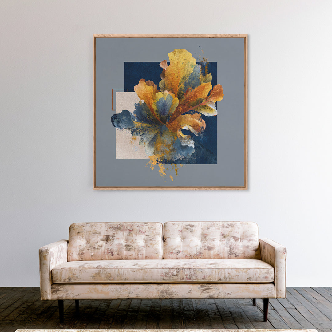 Face and Flower Blended into One Contour Framed Canvas Print, Line Art, Gallery Decor, Living Room Decor, Fine Art, Line, LIN-1x1-32