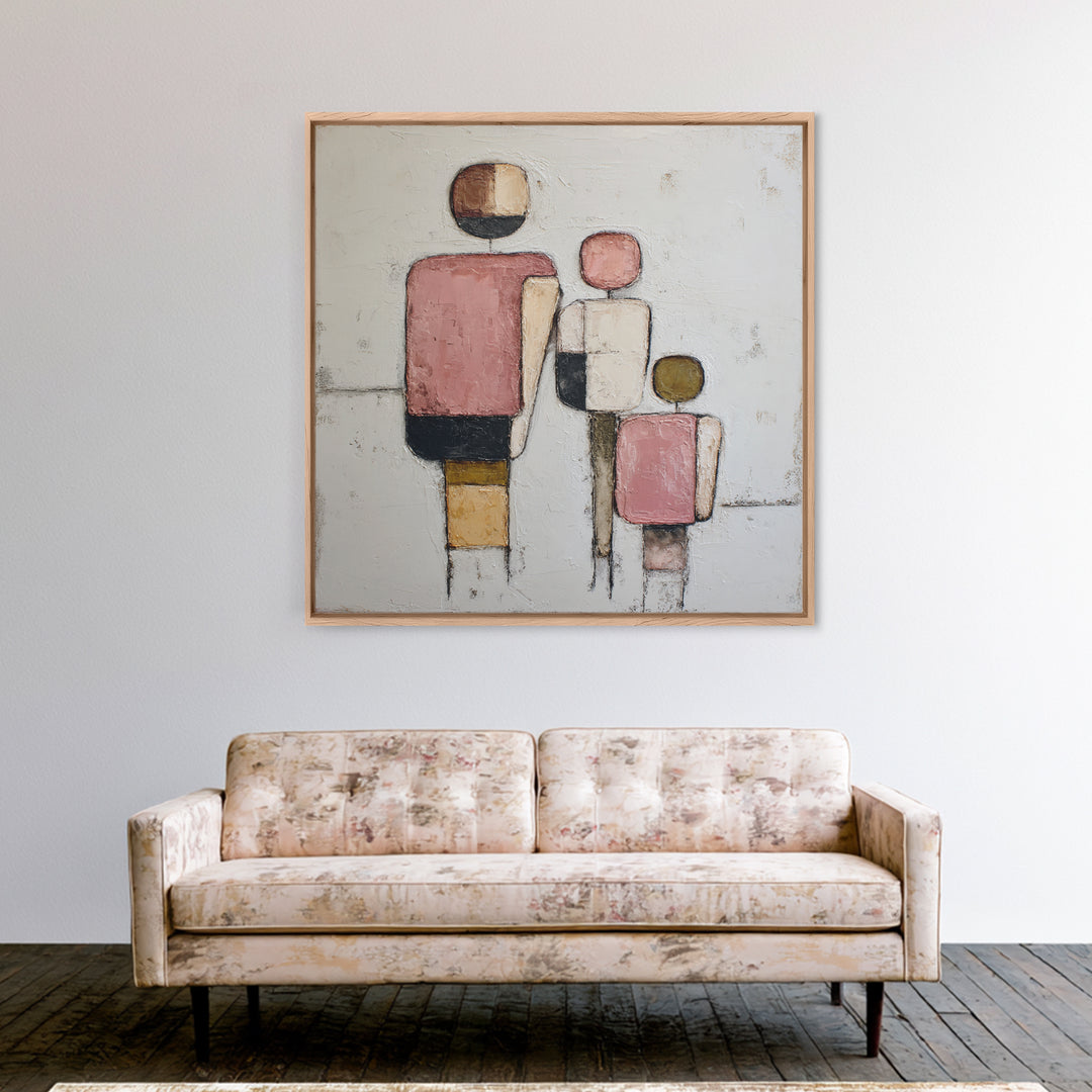 Abstract Family Figures Framed Canvas Print, Line Art, Decor, Living Room Decor, Fine Art, Line, Living Room Wall Art, LIN-1x1-48