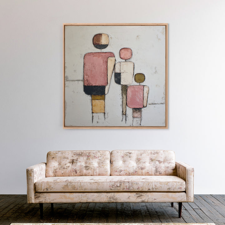 Abstract Family Figures Framed Canvas Print, Line Art, Decor, Living Room Decor, Fine Art, Line, Living Room Wall Art, LIN-1x1-48