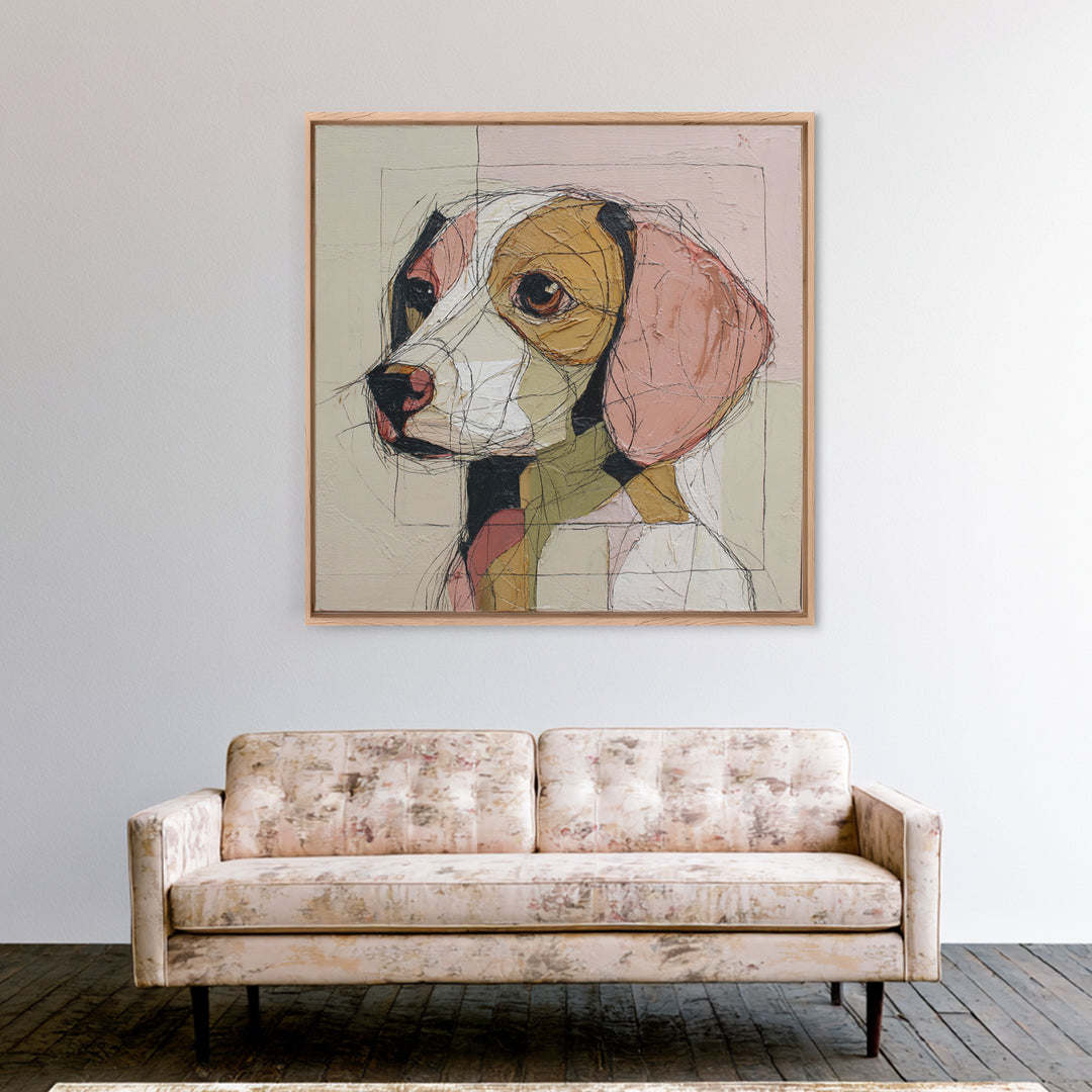 Continuous Line Dog Portrait Framed Canvas Print, Line Art, Contemporary Art, Living Room Decor, Fine Art, Line, Boho Wall Art, LIN-1x1-61
