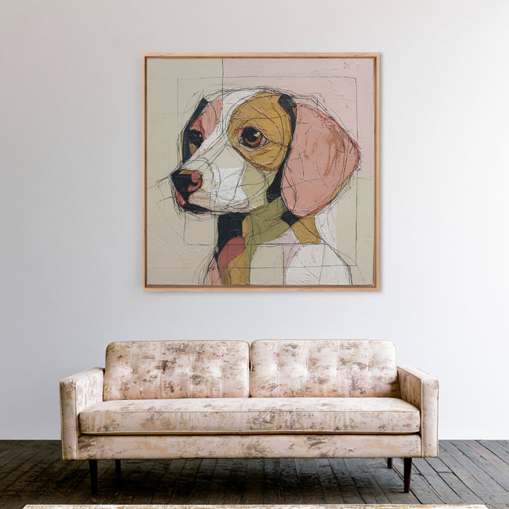 Continuous Line Dog Portrait Framed Canvas Print, Line Art, Contemporary Art, Living Room Decor, Fine Art, Line, Boho Wall Art, LIN-1x1-61
