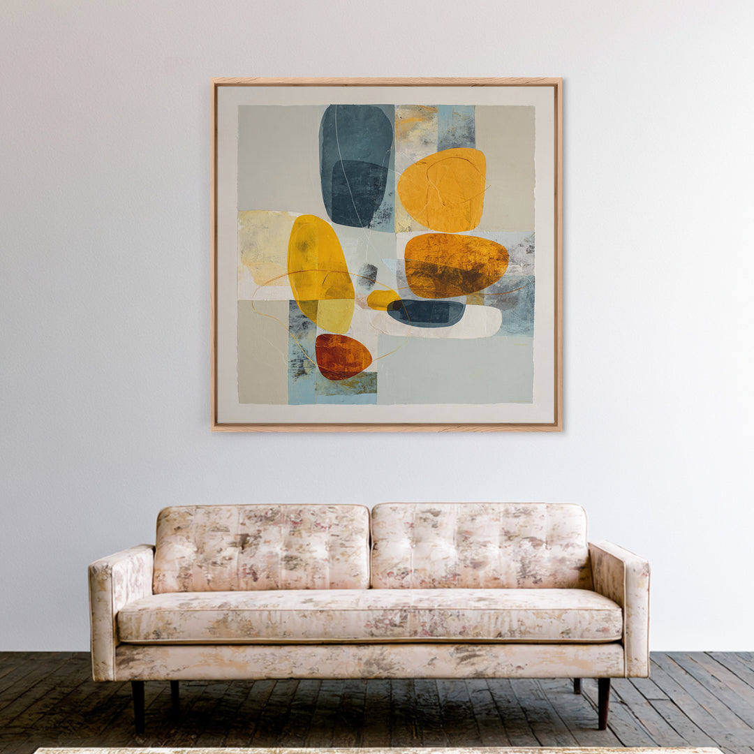 Line Art Shell and Coastal Forms Framed Canvas Print, Line Art, Statement Artwork, Living Room Decor, Fine Art, Line, LIN-1x1-63