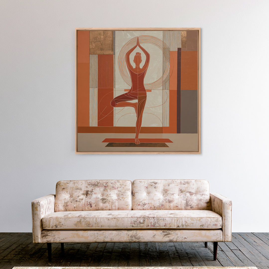 Single Line Yoga Pose Framed Canvas Print, Line Art, Wall Art, Living Room Decor, Line, Wall Art Print, Modern Wall Art, LIN-1x1-65