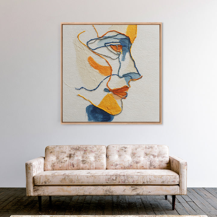Continuous Line Female Face Framed Canvas Print, Line Art, Digital Wall Art, Living Room Decor, Line, Minimalist Wall Art, LIN-1x1-73