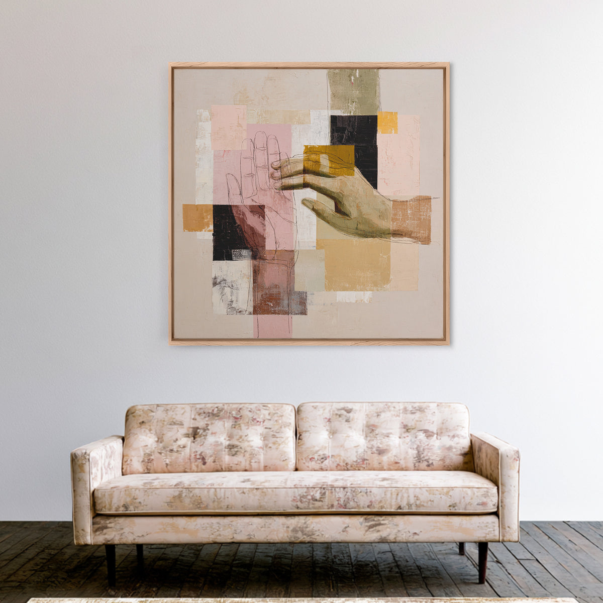 Two Hands Nearly Touching Canvas Print, Line Art, Canvas Art, Living Room Decor, Line, Jesus Wall Art, Gallery Wall Art, LIN-1x1-77