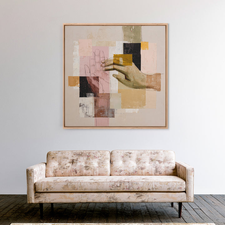 Two Hands Nearly Touching Canvas Print, Line Art, Canvas Art, Living Room Decor, Line, Jesus Wall Art, Gallery Wall Art, LIN-1x1-77
