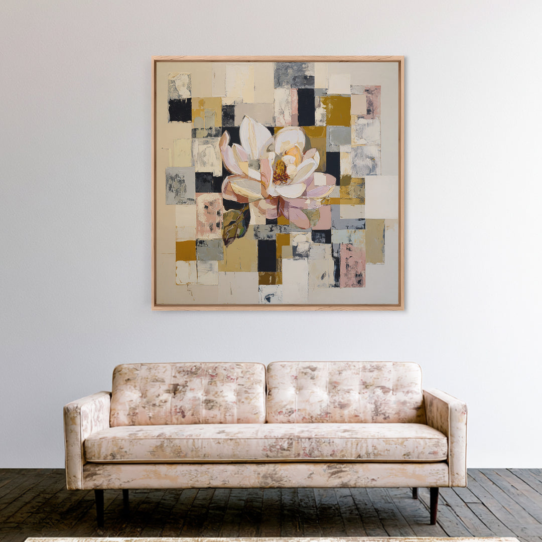 Face and Flower Blended into One Contour Framed Canvas Print, Line Art, Digital Wall Art, Living Room Decor, Oil Painting, Line, LIN-1x1-8
