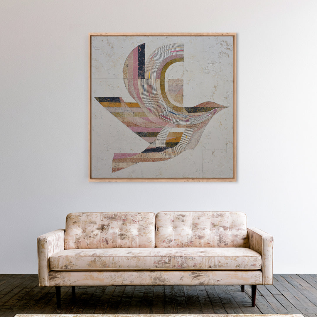 Single Line Bird Framed Canvas Print, Line Art, Textured Painting, Living Room Decor, Fine Art, Line, Canvas Art, Printable Art, LIN-1x1-83