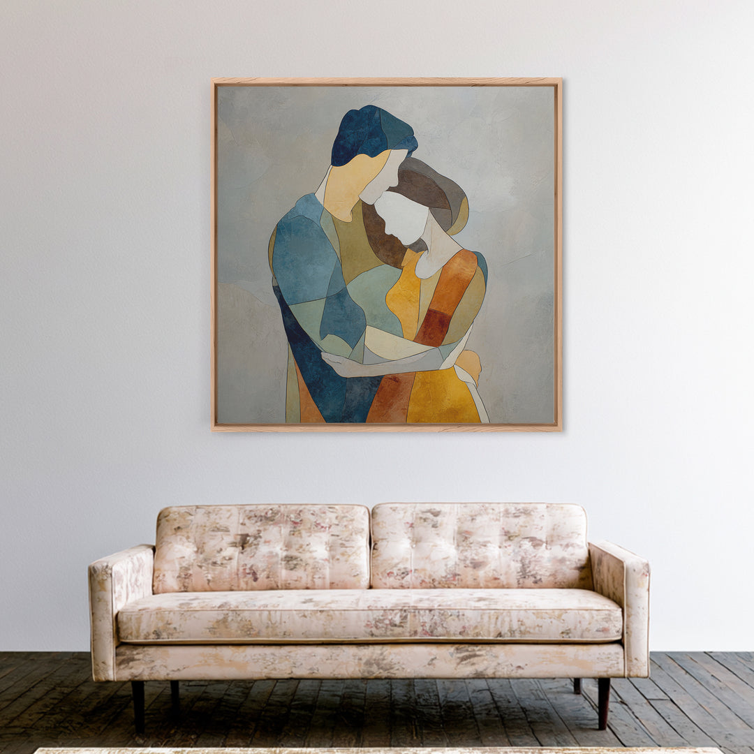 Single Line Couple Embracing Softly Canvas Print, Line Art, Home Decor, Living Room Decor, Abstract Art, Line, Modern Wall Art, LIN-1x1-98