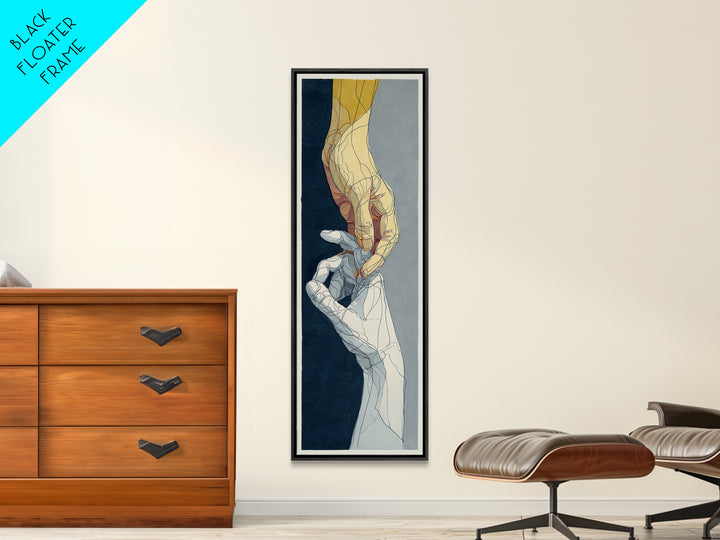 Two Hands Nearly Touching Canvas Print, Line Art, Canvas Art, Living Room Decor, Line, Jesus Wall Art, Gallery Wall Art, LIN-1x3-17