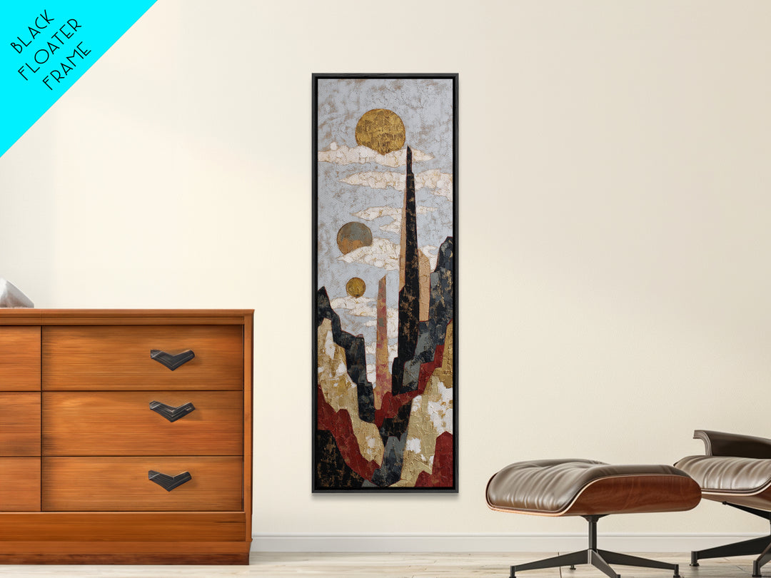 Black Line Mountains Canvas Print, Line Art, Neutral Decor, Living Room Decor, Oil Painting, Line, Wall Decor, Custom Portrait, LIN-1x3-22