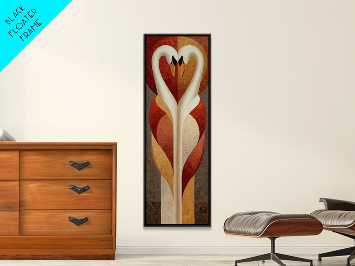 Two Swans Forming a Heart Shape Canvas Print, Line Art, Wall Art Print, Living Room Decor, Abstract Art, Line, Gallery Wall Set, LIN-1x3-28