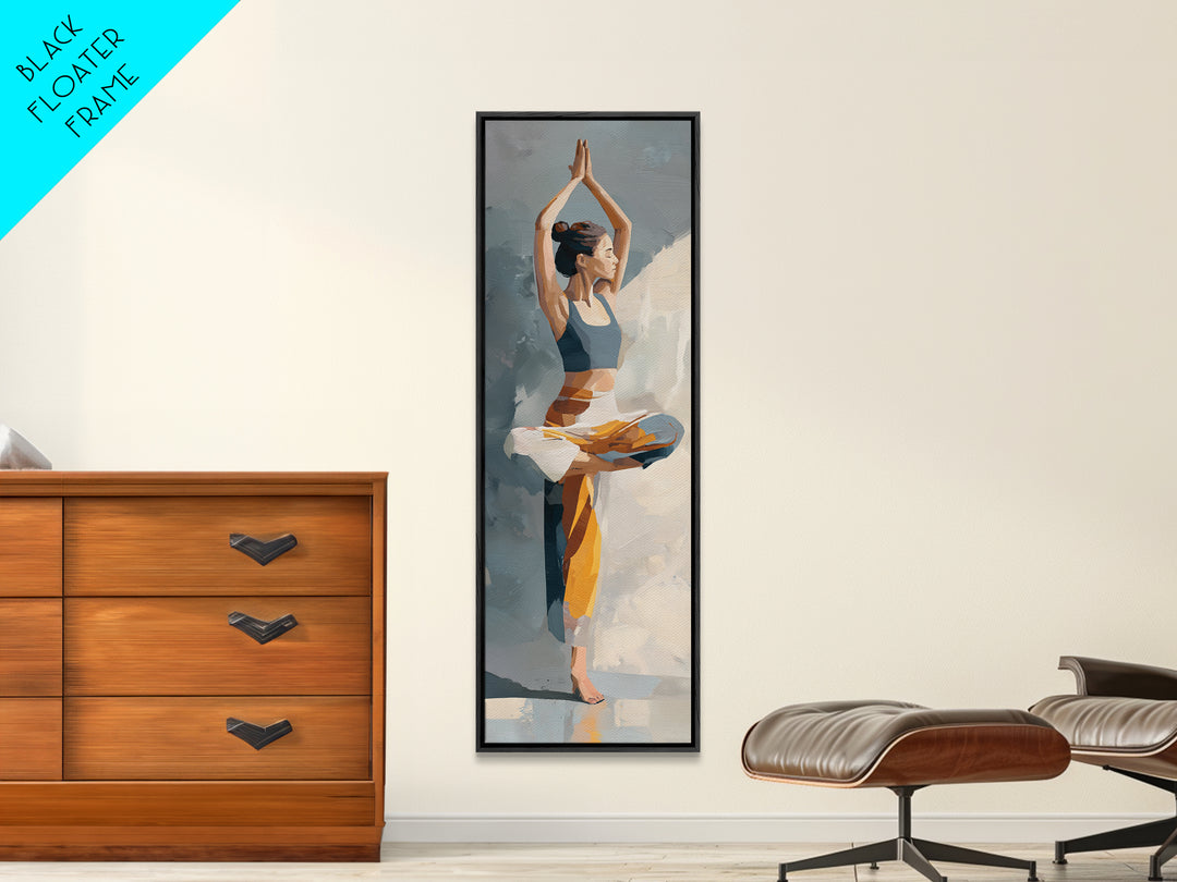 Single Line Yoga Pose Framed Canvas Print, Line Art, Decor, Living Room Decor, Abstract Art, Line, Living Room Wall Art, LIN-1x3-29