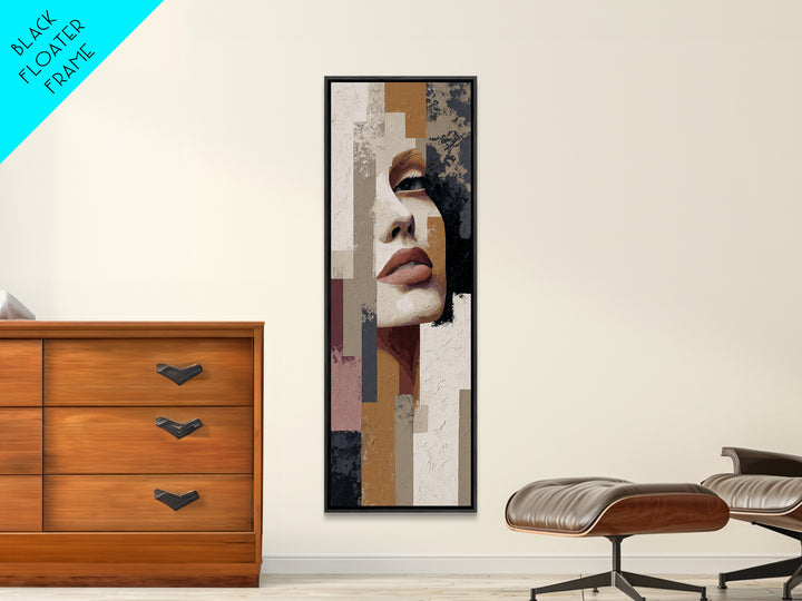 Abstract Lips and Hand Fashion Sketch Framed Canvas Print, Line Art, Statement Artwork, Living Room Decor, Abstract Art, Line, LIN-1x3-30