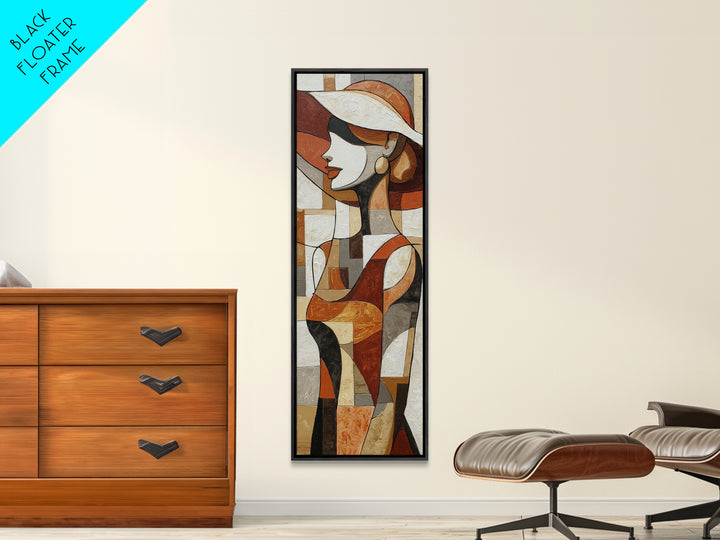 Line Drawing of a Woman Framed Canvas Print, Line Art, Bird Wall Art, Living Room Decor, Fine Art, Line, Textured Painting, LIN-1x3-31