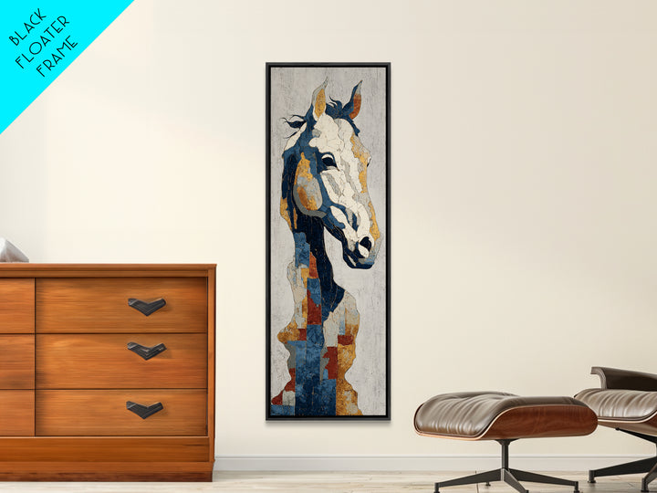 Abstract Horse Formed from Graceful Contour Framed Canvas Print, Line Art, Black and White Art, Living Room Decor, Abstract Art, LIN-1x3-64