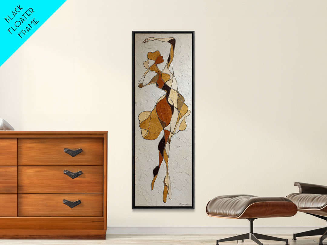 Continuous Line Dancer Framed Canvas Print, Line Art, Decor, Living Room Decor, Fine Art, Line, Living Room Wall Art, LIN-1x3-91