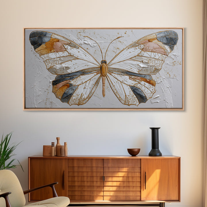 Line Art Butterfly Framed Canvas Print, Line Art, Wall Art, Living Room Decor, Abstract Art, Line, Wall Art Print, LIN-2x1-18