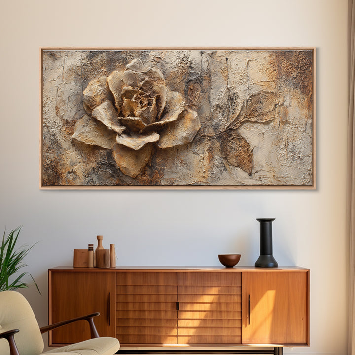 Face and Flower Blended into One Contour Framed Canvas Print, Line Art, Wall Art, Living Room Decor, Watercolor Art, Line, LIN-2x1-28