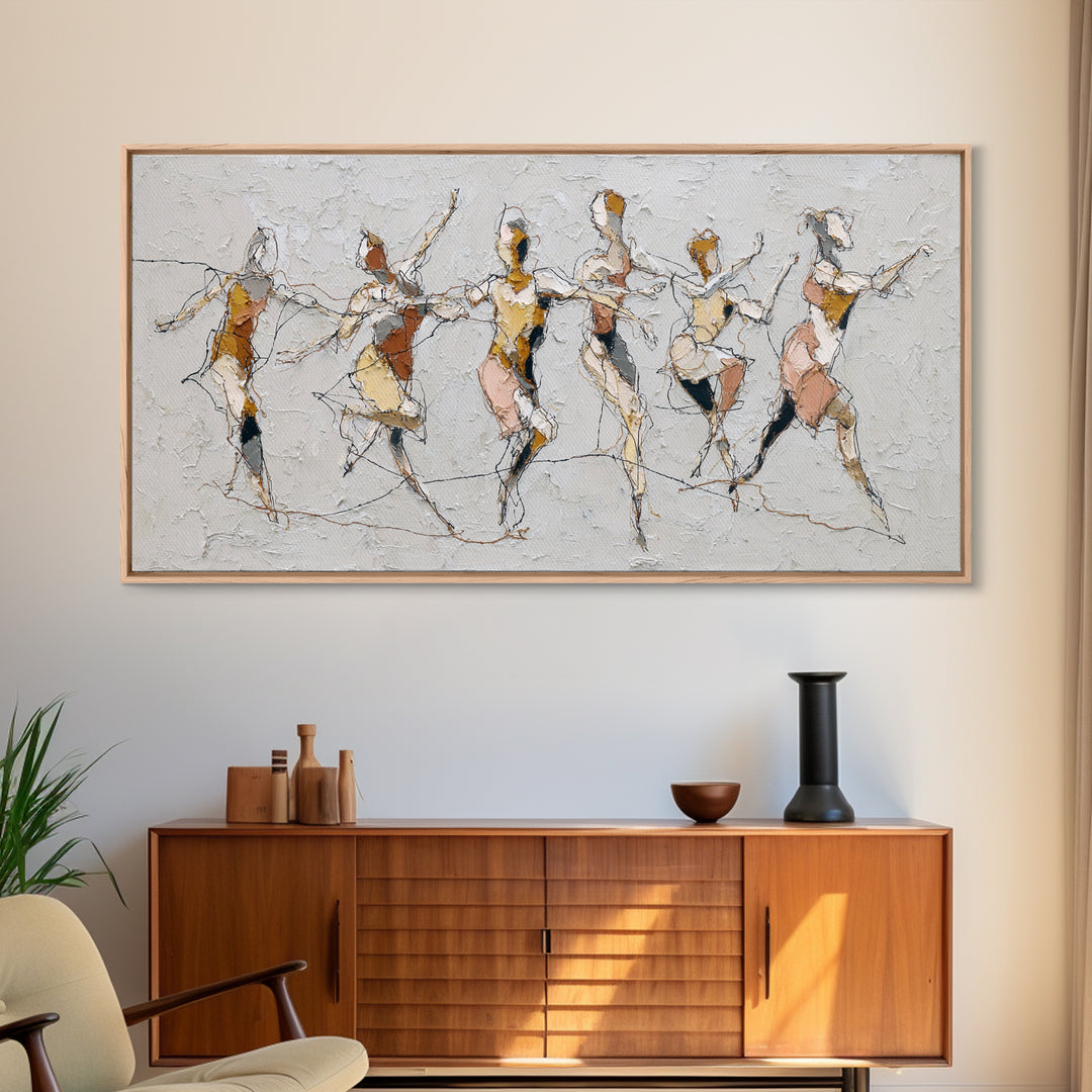 Continuous Line Dancer Framed Canvas Print, Line Art, Boho Wall Decor, Living Room Decor, Fine Art, Line, Black and White Art, LIN-2x1-3