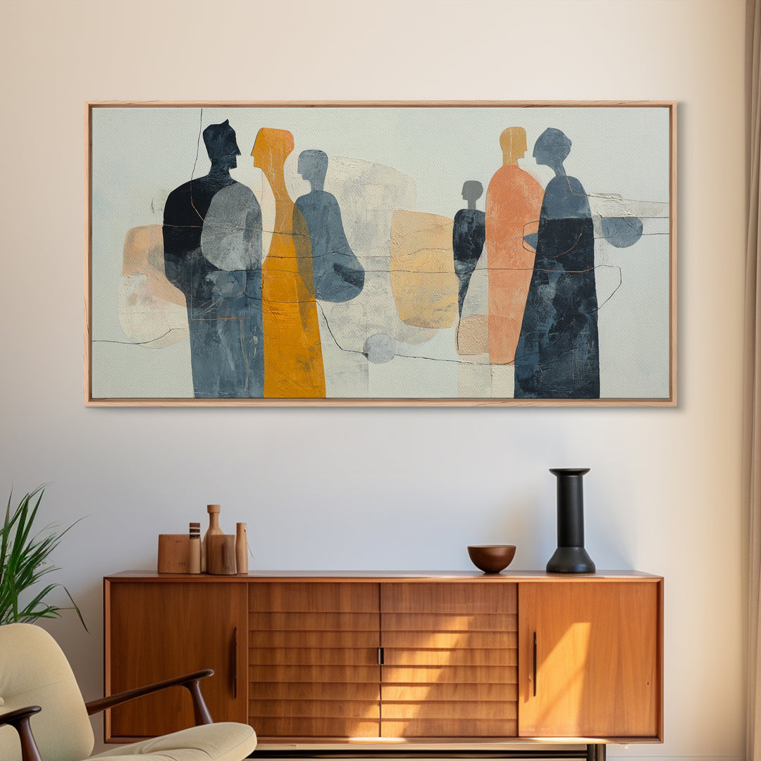 Abstract Family Figures Canvas Print, Line Art, Minimalist Decor, Living Room Decor, Line, Boho Wall Art, Wall Art Print, LIN-2x1-44