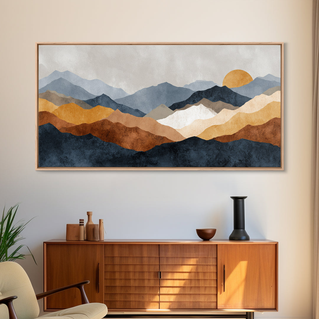 Black Line Mountains Canvas Print, Line Art, Canvas Art, Living Room Decor, Fine Art, Line, Jesus Wall Art, Gallery Wall Art, LIN-2x1-54