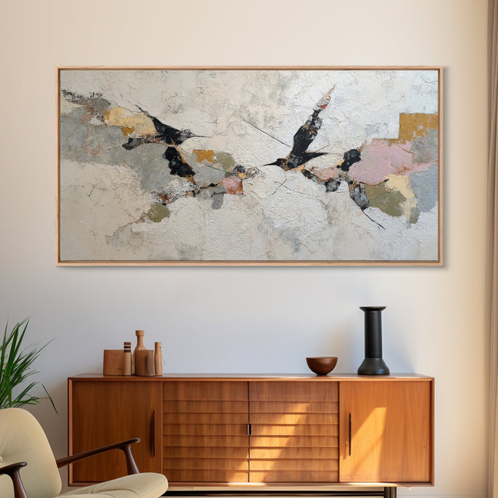 Single Line Bird Framed Canvas Print, Line Art, Modern Art, Living Room Decor, Fine Art, Line, Neutral Decor, Fine Art Print, LIN-2x1-55