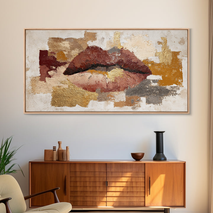Abstract Lips and Hand Fashion Sketch Canvas Print, Line Art, Custom Portrait, Living Room Decor, Abstract Art, Line, LIN-2x1-62