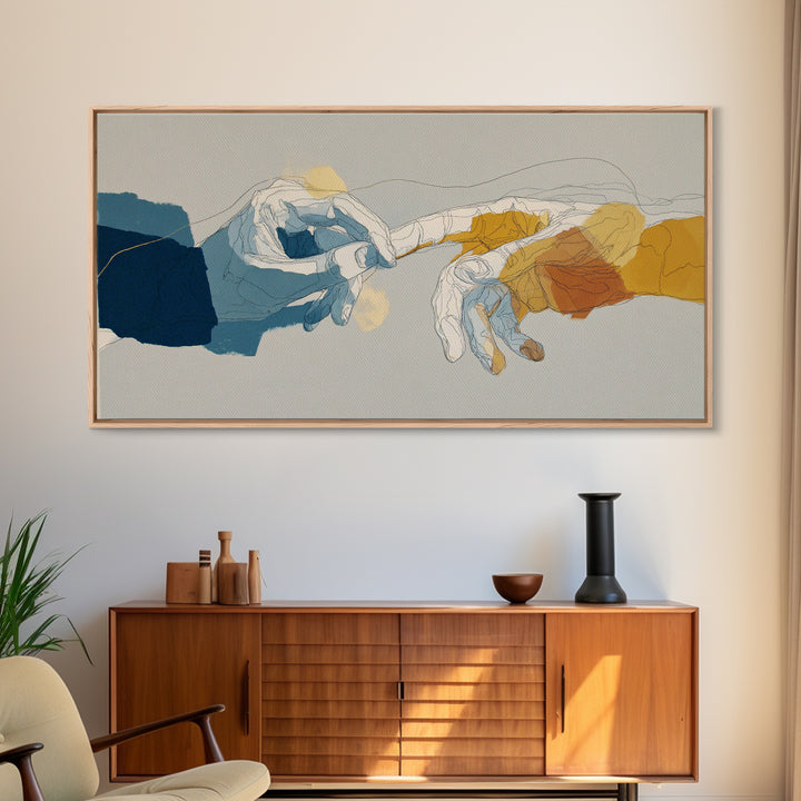Two Hands Nearly Touching Canvas Print, Line Art, Minimalist Wall Art, Living Room Decor, Abstract Art, Line, Fine Art Print, LIN-2x1-73