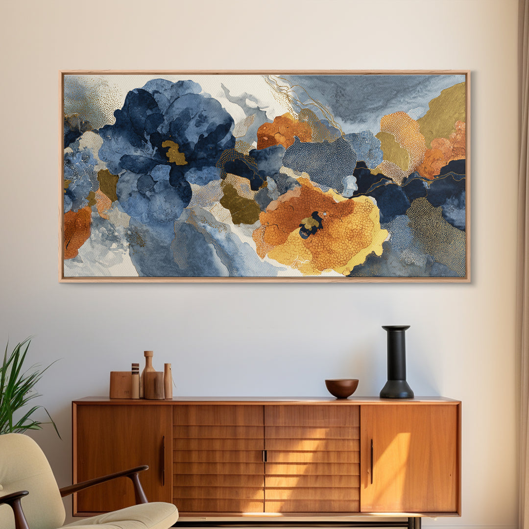 Face and Flower Blended into One Contour Canvas Print, Line Art, Living Room Wall Art, Living Room Decor, Fine Art, Line, LIN-2x1-76