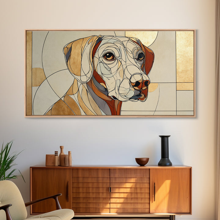 Continuous Line Dog Portrait Framed Canvas Print, Line Art, Living Room Decor, Line, Portrait from Photo, Living Room Art, LIN-2x1-9
