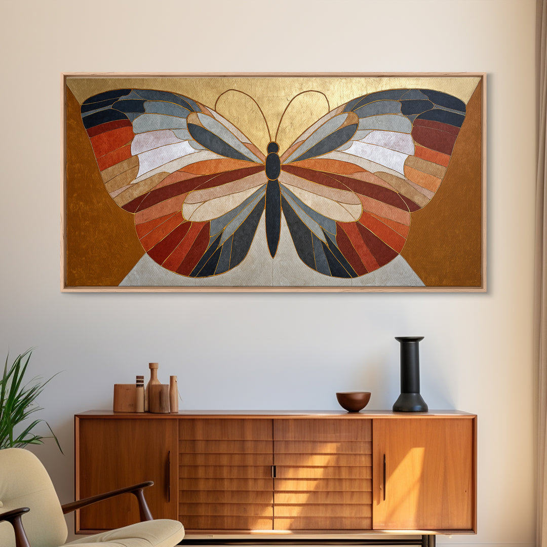 Line Art Butterfly Framed Canvas Print, Line Art, Boho Wall Art, Living Room Decor, Line, Living Room Art, Gallery Wall Set, LIN-2x1-90