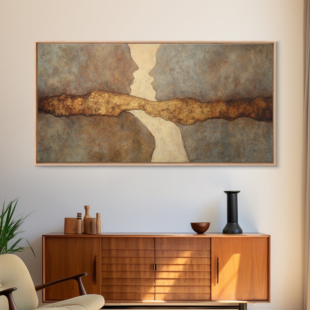 Single Line Couple Embracing Softly Canvas Print, Line Art, Wall Art Print, Living Room Decor, Fine Art, Line, Gallery Wall Set, LIN-2x1-94