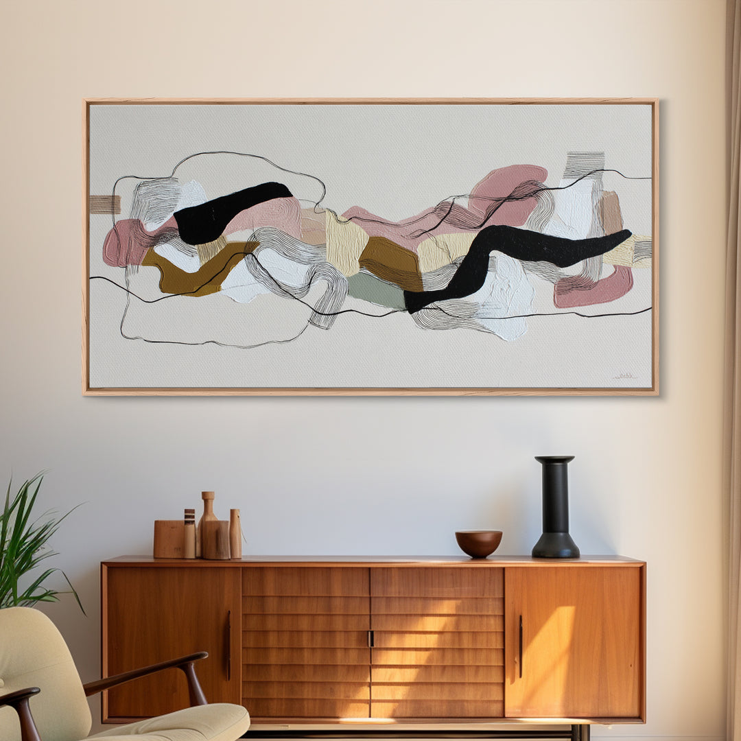 Continuous Line Dancer Framed Canvas Print, Line Art, Gallery Wall Art, Living Room Decor, Abstract Art, Line, LIN-2x1-99