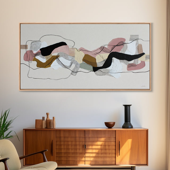 Continuous Line Dancer Framed Canvas Print, Line Art, Gallery Wall Art, Living Room Decor, Abstract Art, Line, LIN-2x1-99