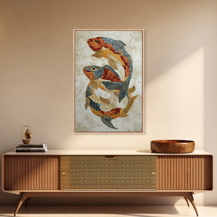 Continuous Line Fish Framed Canvas Print, Line Art, Boho Decor, Living Room Decor, Abstract Art, Line, Minimalist Art, LIN-2x3-100