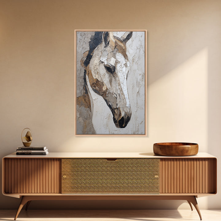 Abstract Horse Formed from Graceful Contour Framed Canvas Print, Line Art, Boho Decor, Living Room Decor, Fine Art, Line, LIN-2x3-12