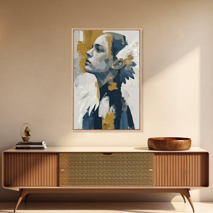 Minimal Angel Wing Contour Canvas Print, Line Art, Canvas Print, Living Room Decor, Abstract Art, Line, Modern Decor, LIN-2x3-29
