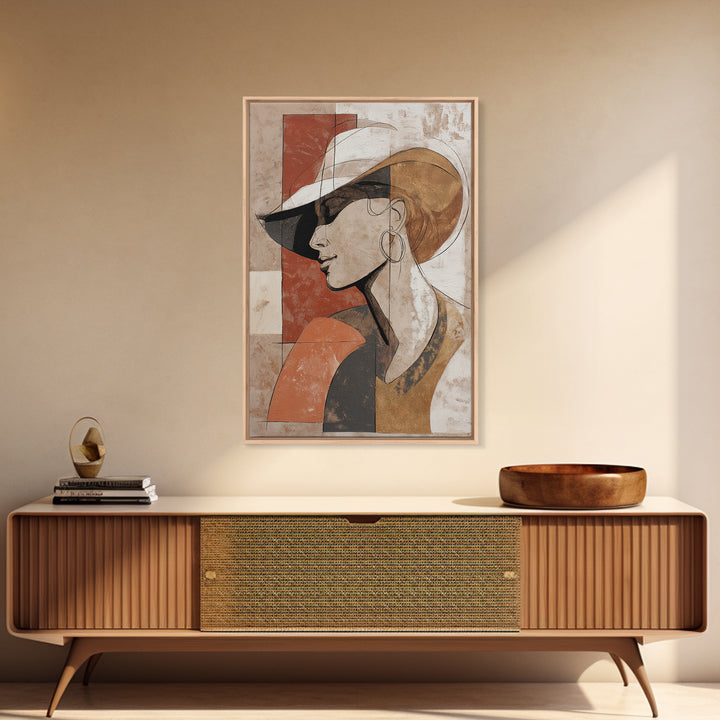 Line Drawing of a Woman Framed Canvas Print, Line Art, Printable Wall Art, Living Room Decor, Oil Painting, Line, Modern Art, LIN-2x3-3