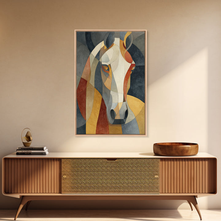Abstract Horse Formed from Graceful Contour Framed Canvas Print, Line Art, Living Room Decor, Abstract Art, Line, LIN-2x3-36