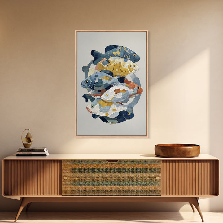 Continuous Line Fish Framed Canvas Print, Line Art, Digital Wall Art, Living Room Decor, Abstract Art, Line, LIN-2x3-4