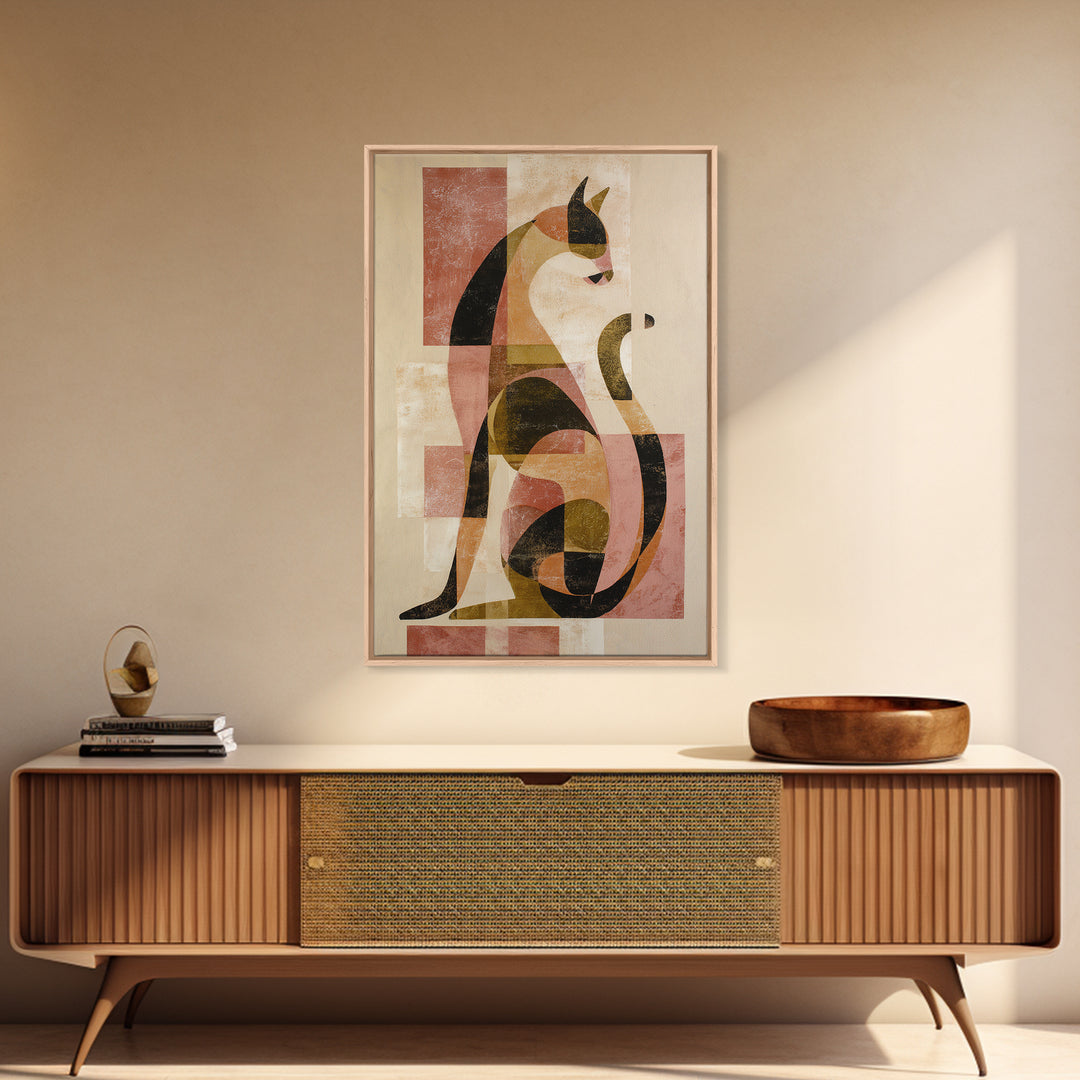 Monoline Cat Stretching Canvas Print, Line Art, Living Room Wall Art, Living Room Decor, Fine Art, Line, Aesthetic Prints, LIN-2x3-62
