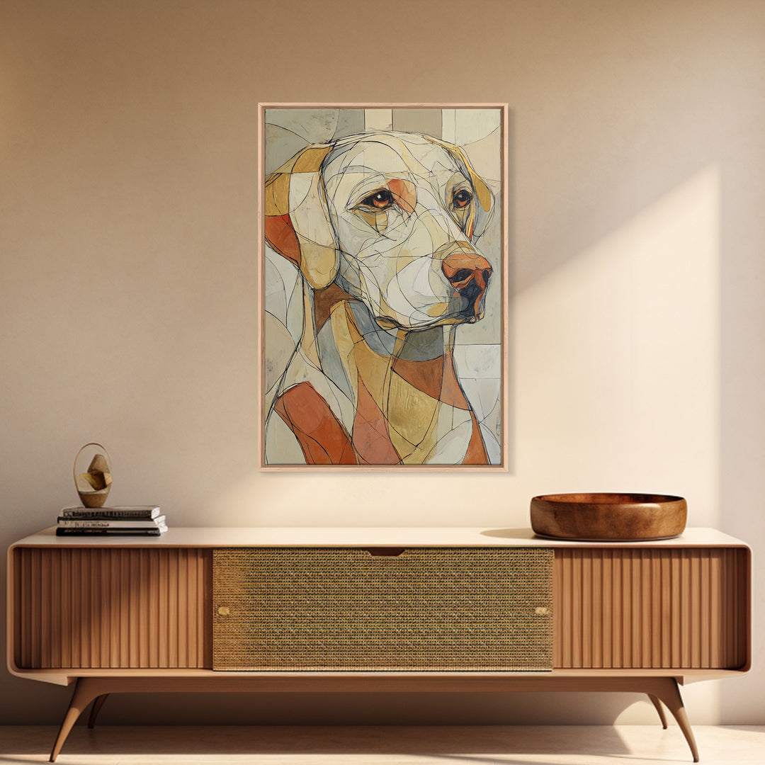 Continuous Line Dog Portrait Framed Canvas Print, Line Art, Bird Wall Art, Living Room Decor, Fine Art, Line, Textured Painting, LIN-2x3-69