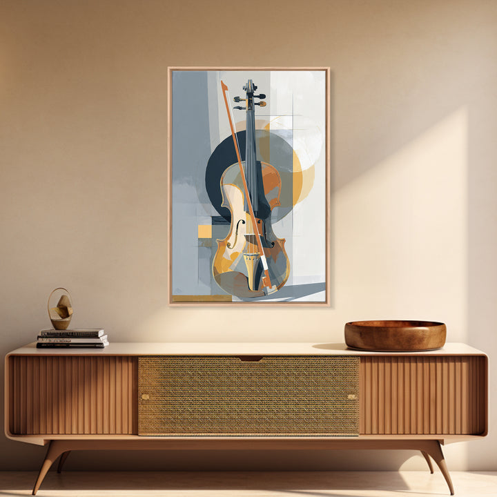 Single Line Violin and Bow Canvas Print, Line Art, Art, Living Room Decor, Abstract Art, Line, Boho Wall Decor, Boho Decor, LIN-2x3-7