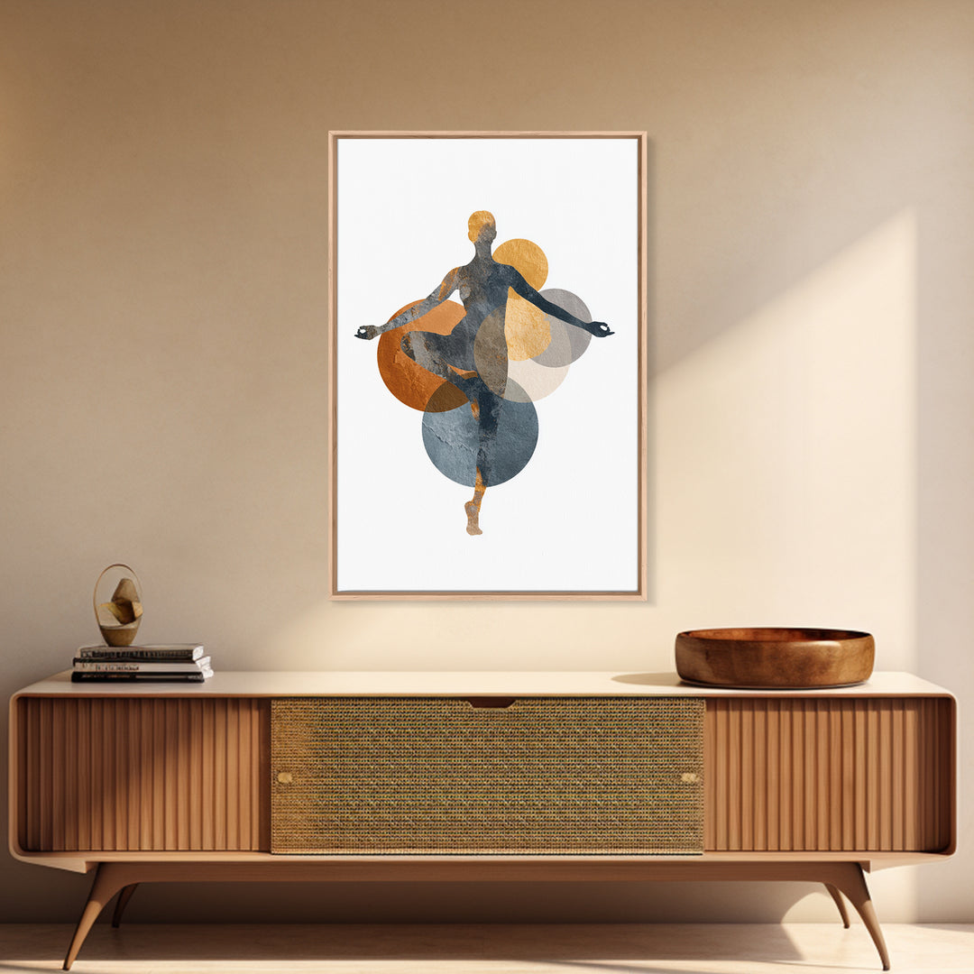 Single Line Yoga Pose Framed Canvas Print, Line Art, Black and White Art, Living Room Decor, Abstract Art, Line, LIN-2x3-73