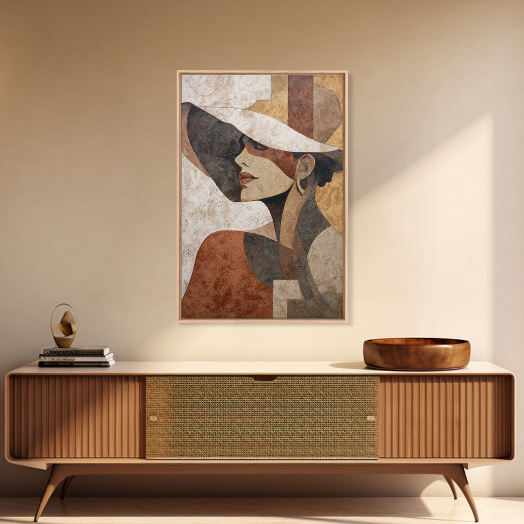 Line Drawing of a Woman Framed Canvas Print, Line Art, Aesthetic Prints, Living Room Decor, Fine Art, Line, Wall Art, LIN-2x3-75