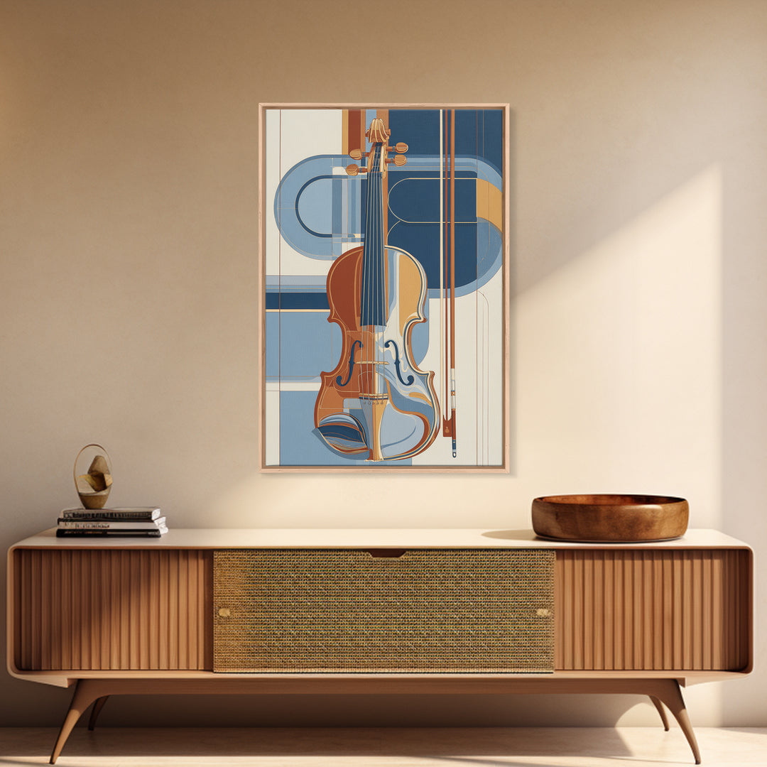 Single Line Violin and Bow Canvas Print, Line Art, Gallery Wall Set, Living Room Decor, Abstract Art, Line, Textured Painting, LIN-2x3-79